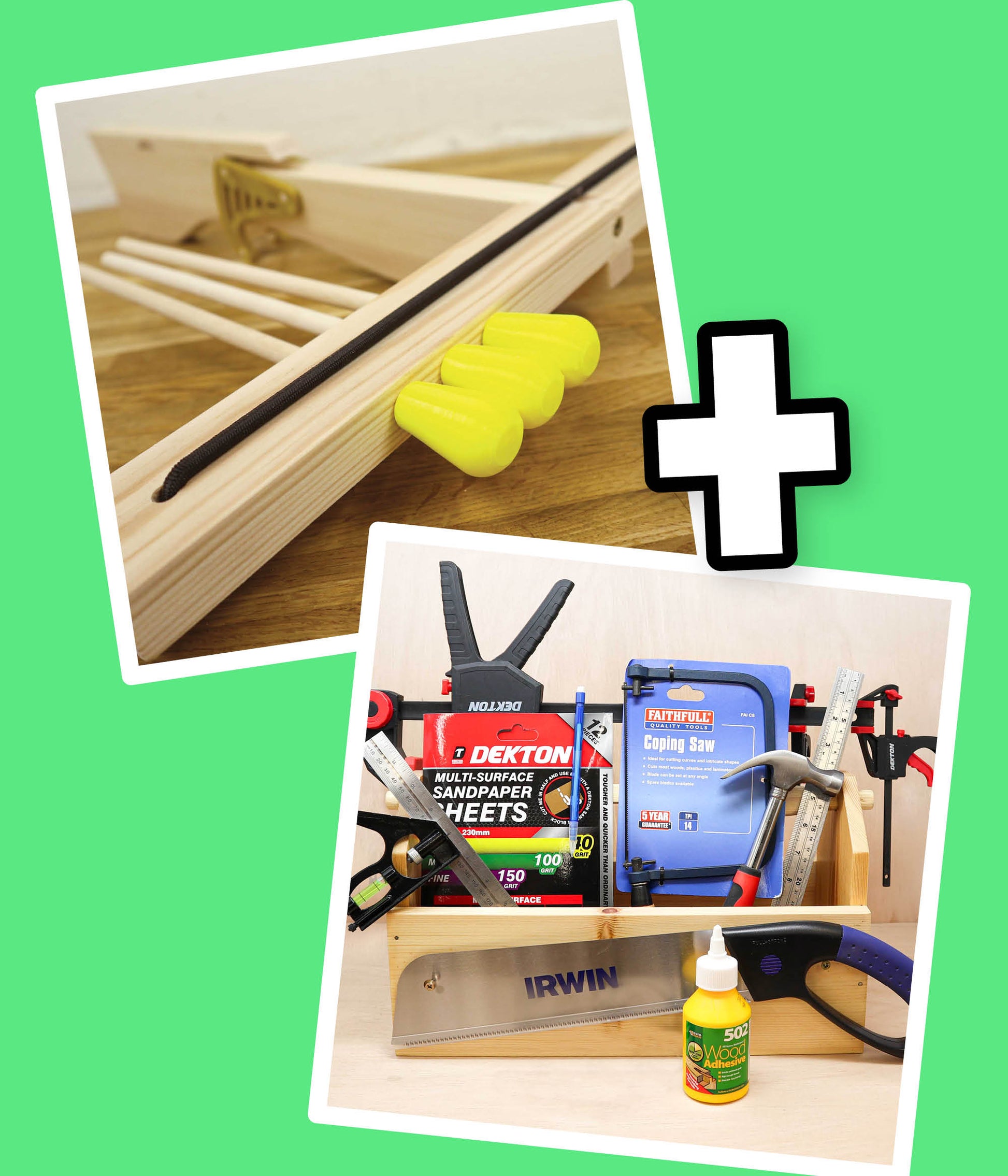 Crossbow kit with beginners woodworking tool set