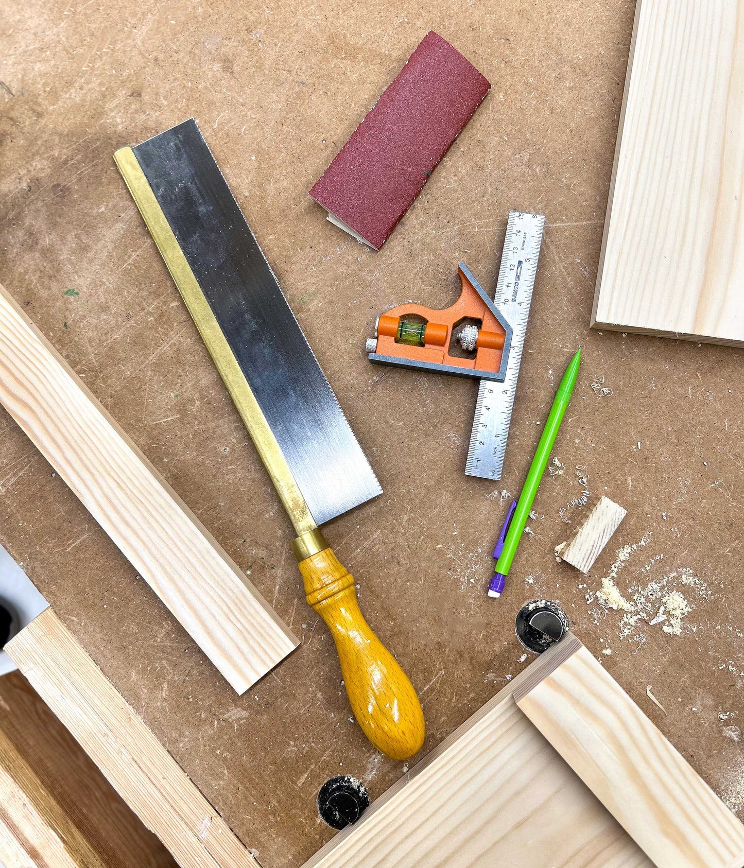 Learn how to saw, measure, mark and finish woodwork projects at a beginners course at Ash and Co Workshops