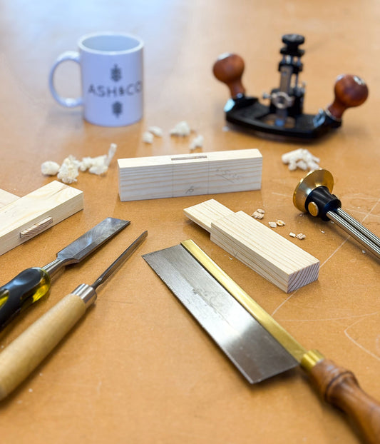 Make a mortise and tenon joint and learn hand tool woodwork at Ash and Co Workshops, Hampshire