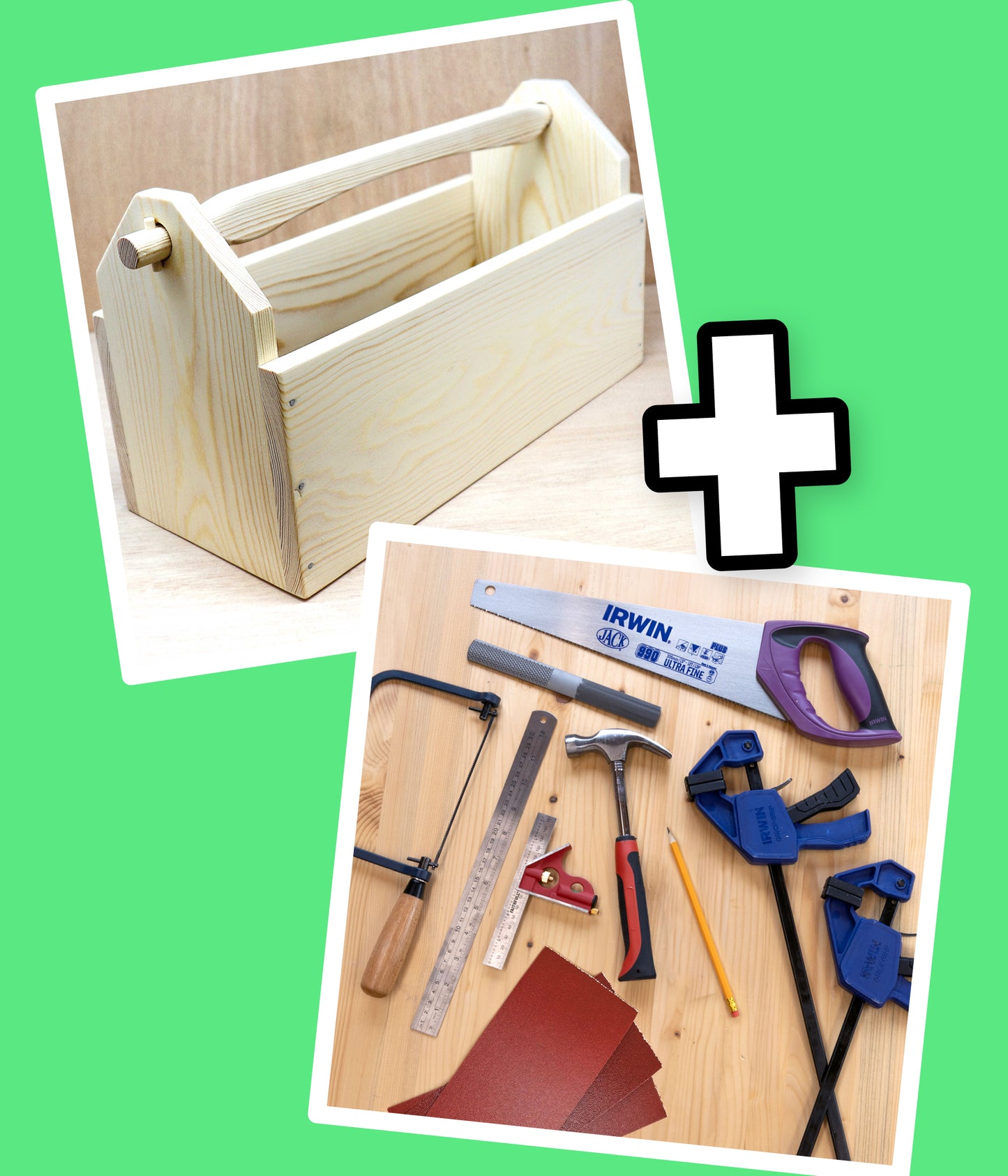Tool Box woodworking project kit with beginners tool set