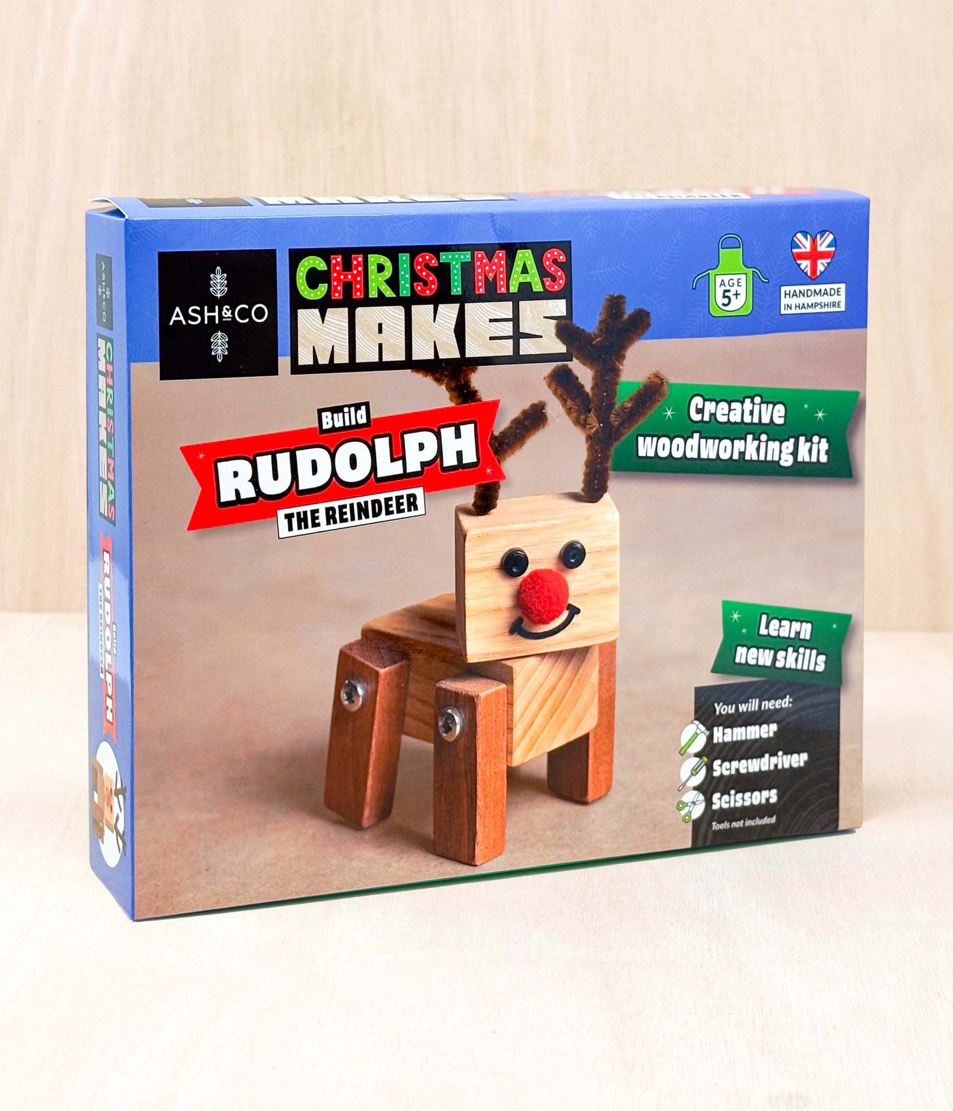 Packaging for the Ash and Co Christmas Makes craft kit for kids - Build Rudolph the Reindeer