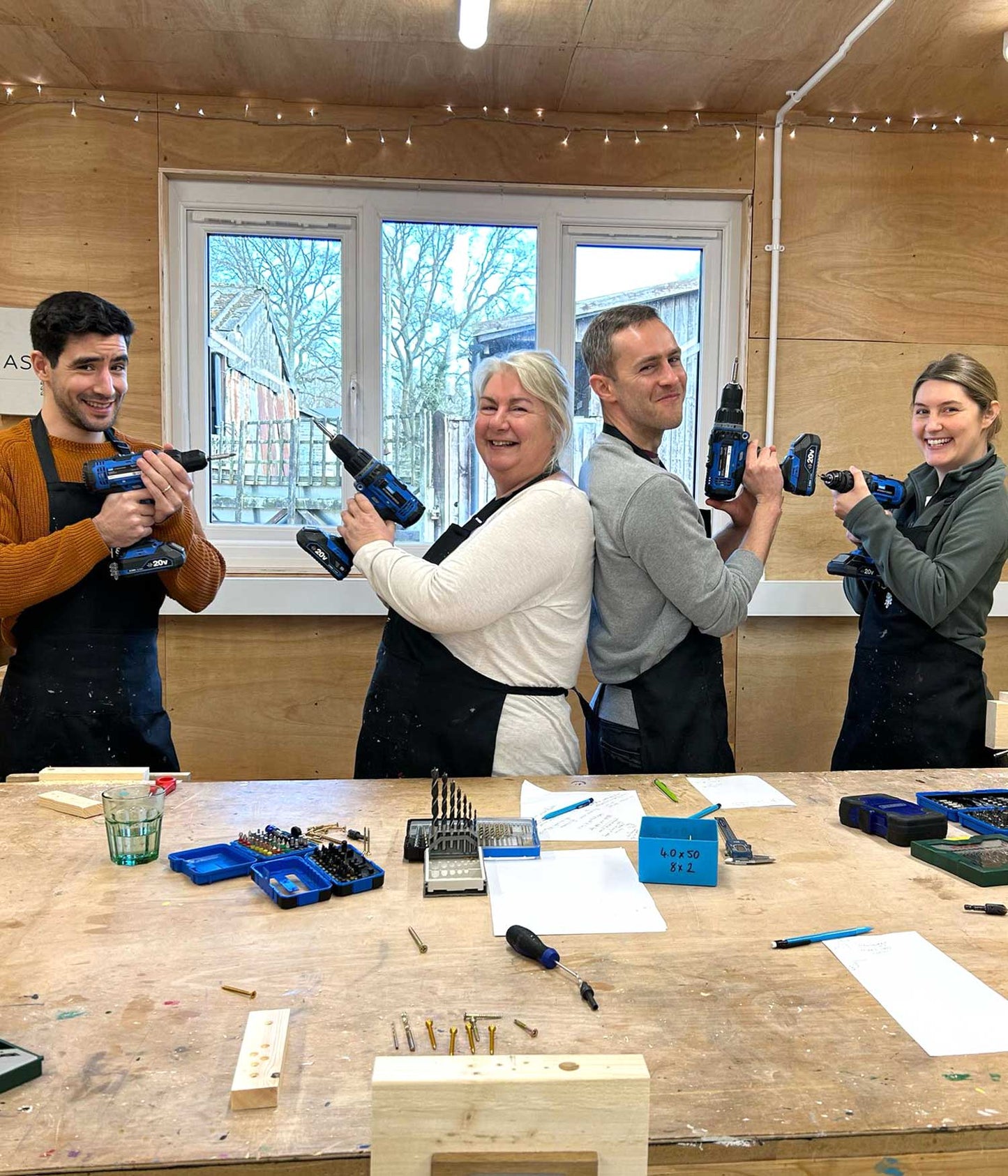 Customers enjoying the beginners DIY in a Day workshop at Ash and Co. in Hampshire