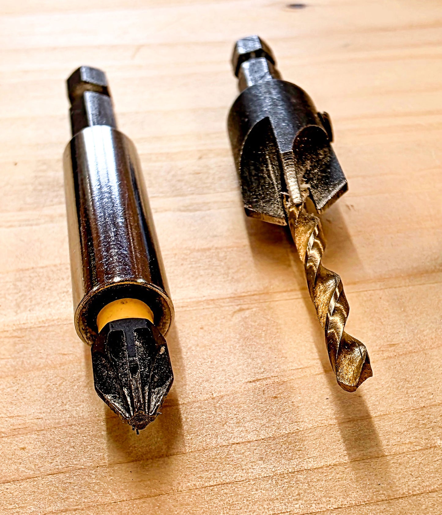 Close-up of drill bits and screwdriver bits used in DIY skills training
