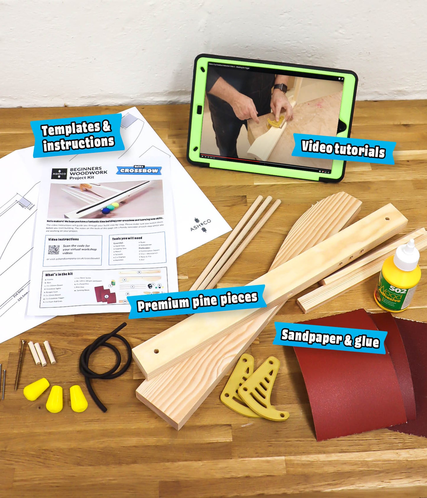 Beginners Woodwork Project Kit – Build a Toy Crossbow